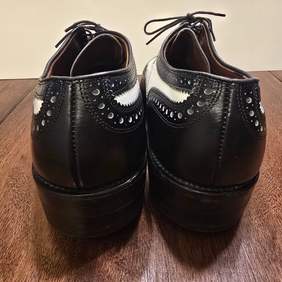 ALLEN EDMONDS Broadstreet Black/White Wingtip Spectator Shoes 9D Made in USA - Picture 6 of 16
